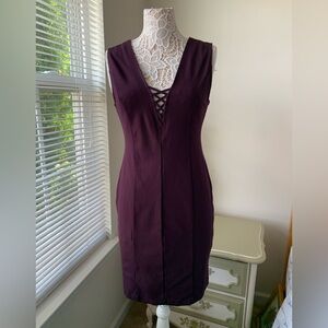 EUC Cupcakes and Cashmere Purple lace-up bodycon dress Size L